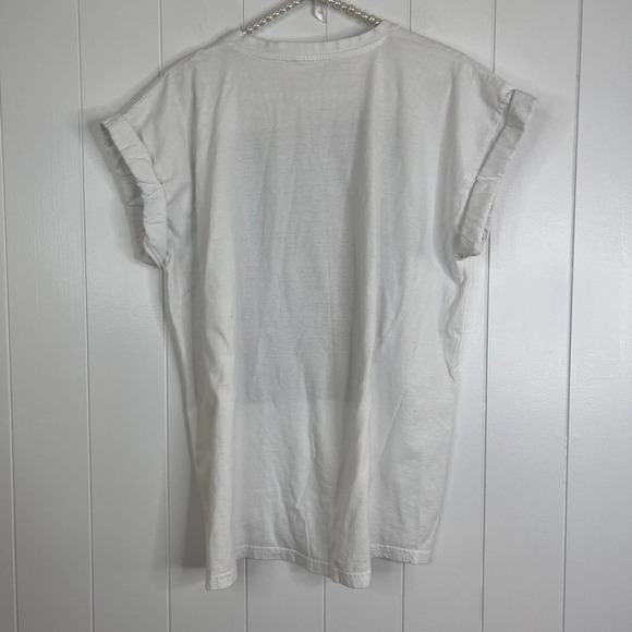 California Stitch White Rolled Sleeve Graphic Tee SZ L - Picture 5 of 6
